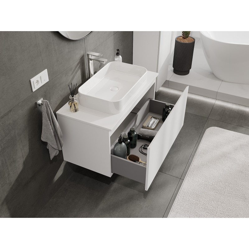 Mexen Orio bathroom cabinet under-sink unit 90 cm with countertop, 1 drawer, matte white - 91A10-09047-1-BFC01