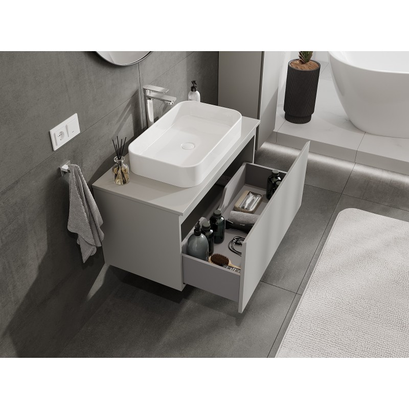 Mexen Orio bathroom cabinet under sink 90 cm with countertop, 1 drawer, grey matt - 91A10-09047-1-BFC62