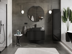 Mexen Orio bathroom cabinet for washbasin 90 cm with countertop, 1 drawer, black gloss - 91A10-09047-1-BFC70