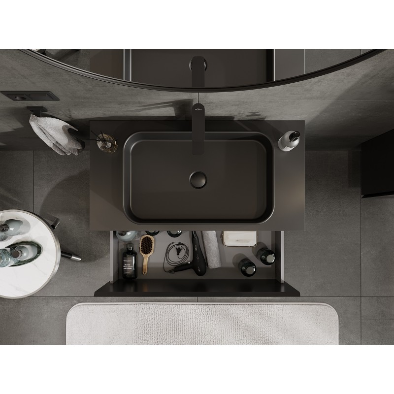 Mexen Orio bathroom cabinet under the sink 90 cm with countertop, 1 drawer, black matte - 91A10-09047-1-BFC71