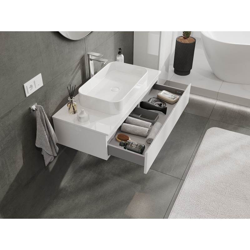 Mexen Orio bathroom cabinet for a 100 cm countertop, 1 drawer, white gloss - 91A10-10023-1-BFC00