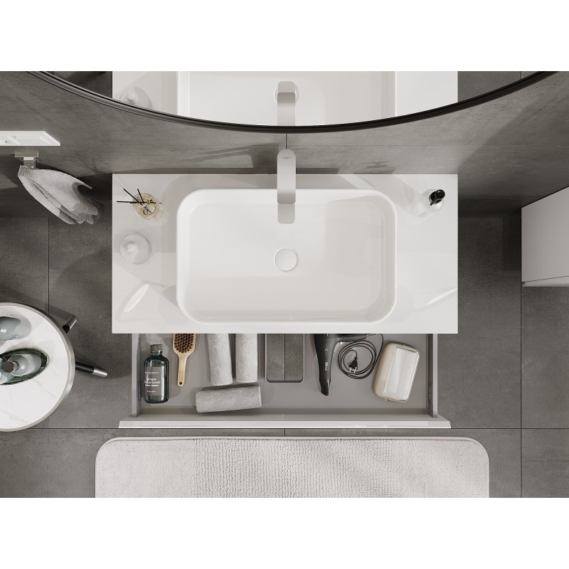 Mexen Orio bathroom cabinet for a 100 cm countertop, 1 drawer, white gloss - 91A10-10023-1-BFC00