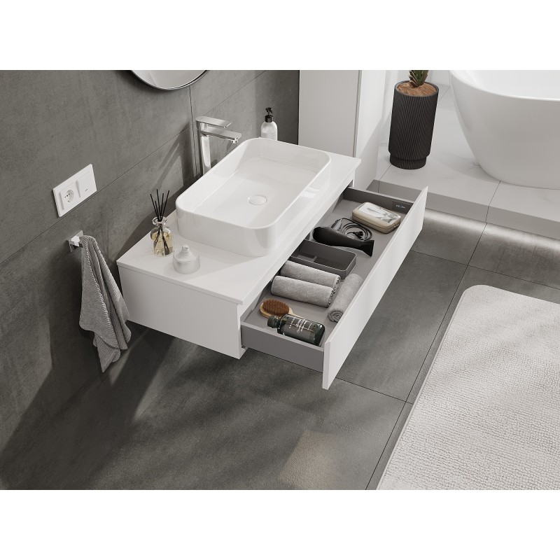 Mexen Orio bathroom cabinet under washbasin 100 cm with countertop, 1 drawer, white matte - 91A10-10023-1-BFC01