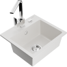 Mexen Milo 1-compartment granite sink with a kitchen mixer tap Rita, White - 6505-20-670300-00