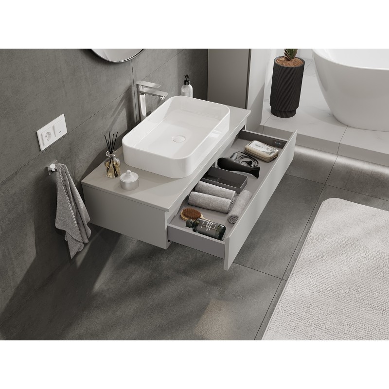 Mexen Orio bathroom cabinet under sink 100 cm with countertop, 1 drawer, grey matte - 91A10-10023-1-BFC62
