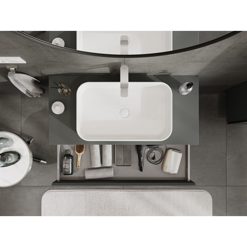 Mexen Orio 100 cm Under-Sink Bathroom Cabinet with Countertop, 1 Drawer, Matte Graphite - 91A10-10023-1-BFC66