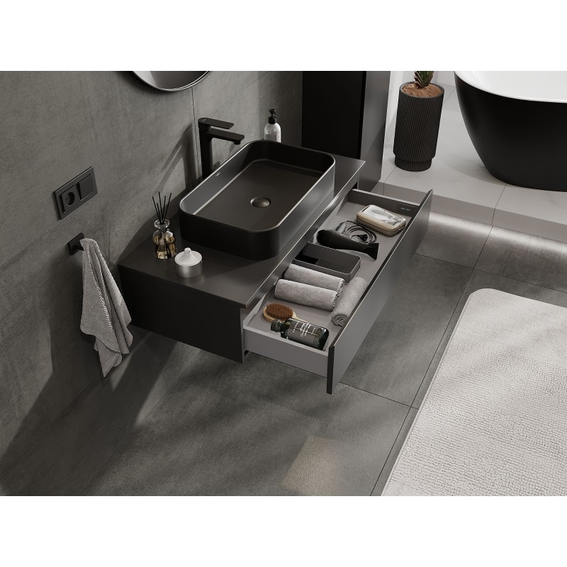 Mexen Orio bathroom cabinet for a washbasin 100 cm with countertop, 1 drawer, black matt - 91A10-10023-1-BFC71
