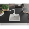 Mexen Milo granite sink 1-bowl with Rita kitchen faucet, white - 6505-20-670300-20