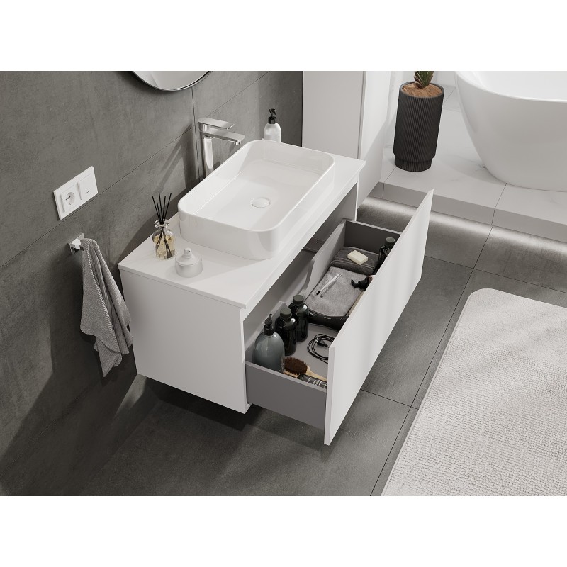 Mexen Orio bathroom cabinet for washbasin 100 cm with countertop, 1 drawer, white matte - 91A10-10047-1-BFC01