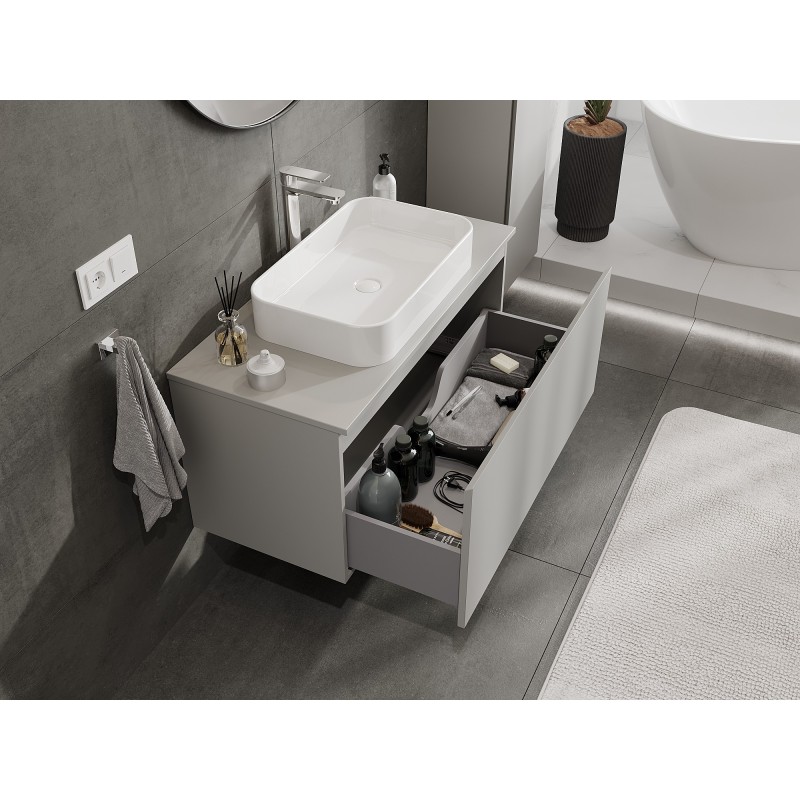 Mexen Orio 100 cm Bathroom Cabinet with Countertop, 1 Drawer, Grey Matte - 91A10-10047-1-BFC62