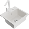 Mexen Milo granite sink 1-bowl with Rita kitchen faucet, white - 6505-20-670300-20