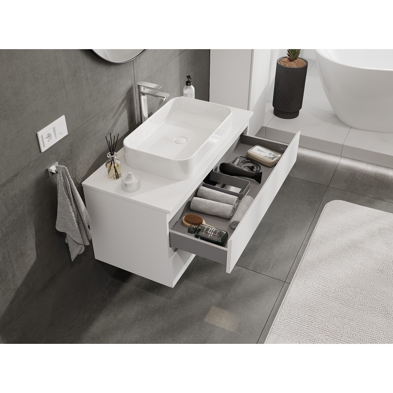 Mexen Orio 100 cm bathroom cabinet with countertop, 2 drawers, white matte - 91A10-10047-2-BFFC01