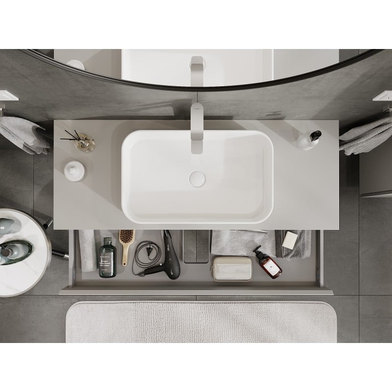 Mexen Orio bathroom cabinet under sink 120 cm with countertop, 1 drawer, matte grey - 91A10-12023-1-BFC62