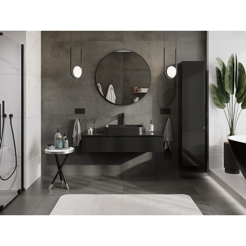 Mexen Orio bathroom cabinet with countertop 120 cm, 1 drawer, black gloss - 91A10-12023-1-BFC70