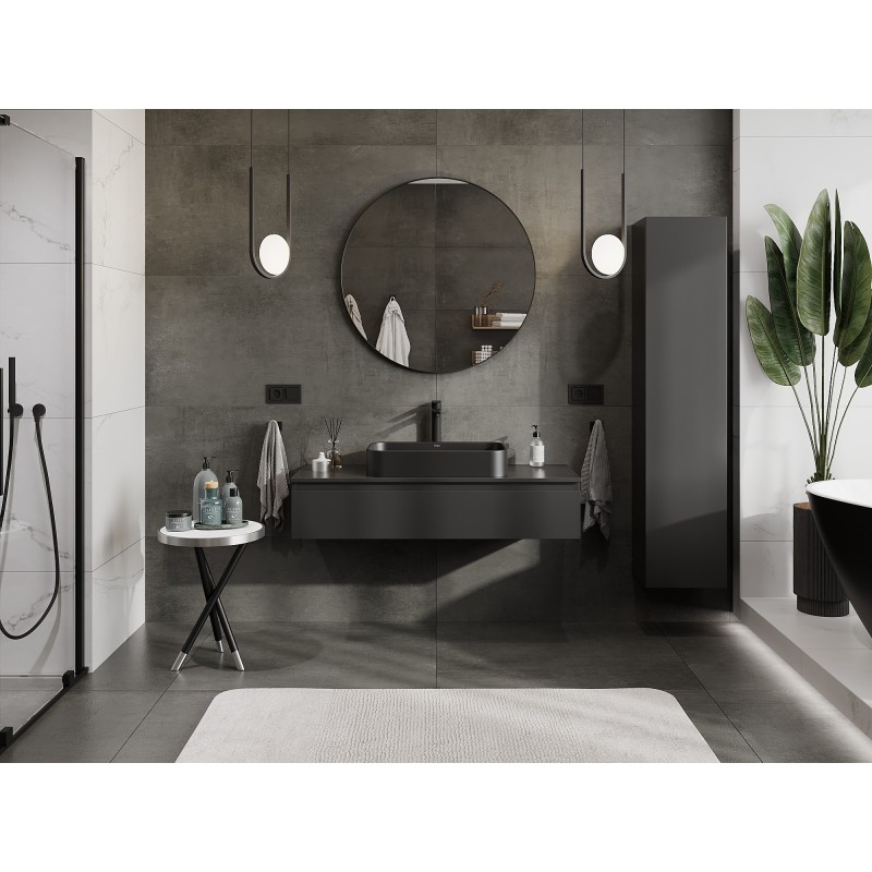 Mexen Orio bathroom cabinet with countertop 120 cm, 1 drawer, black matt - 91A10-12023-1-BFC71