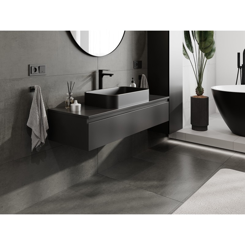 Mexen Orio bathroom cabinet with countertop 120 cm, 1 drawer, black matt - 91A10-12023-1-BFC71