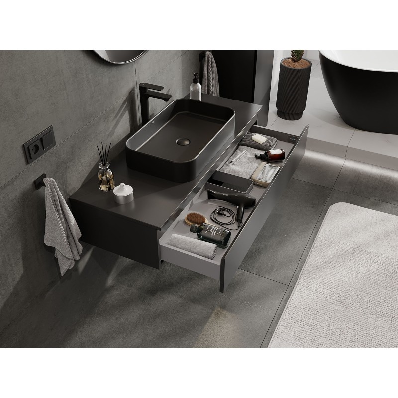 Mexen Orio bathroom cabinet with countertop 120 cm, 1 drawer, black matt - 91A10-12023-1-BFC71
