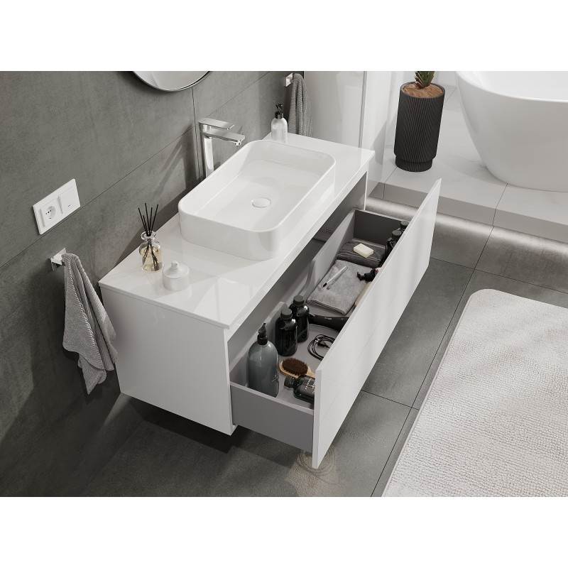 Mexen Orio bathroom cabinet under the sink 120 cm with countertop, 1 drawer, white gloss - 91A10-12047-1-BFC00