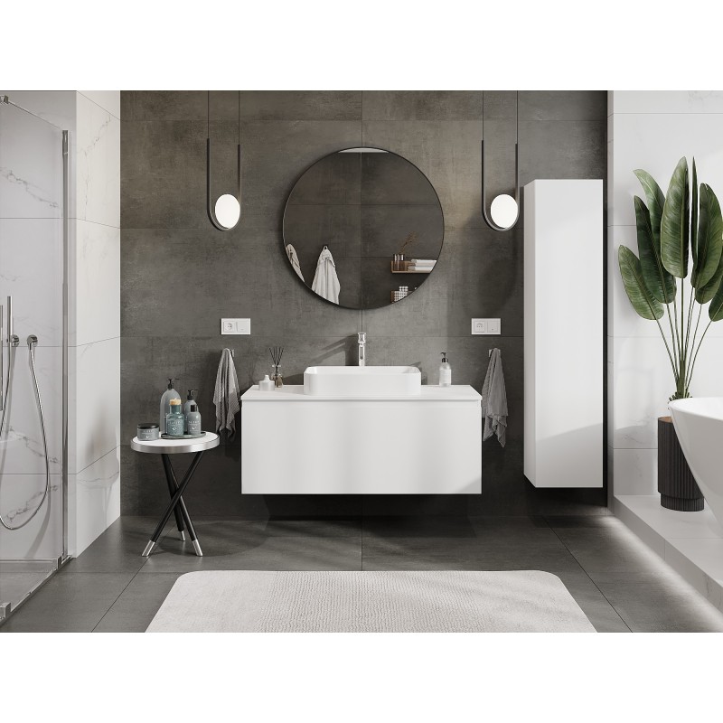 Mexen Orio bathroom cabinet 120 cm with countertop, 1 drawer, white matt - 91A10-12047-1-BFC01