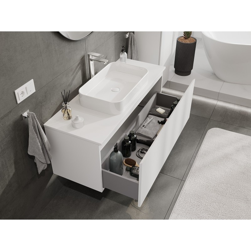 Mexen Orio bathroom cabinet 120 cm with countertop, 1 drawer, white matt - 91A10-12047-1-BFC01