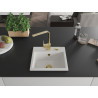Mexen Milo 1-bowl granite sink with Rita kitchen faucet, white - 6505-20-670300-50