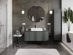 Mexen Orio 120 cm Bathroom Cabinet with Worktop, 1 Drawer, Matte Graphite - 91A10-12047-1-BFC66