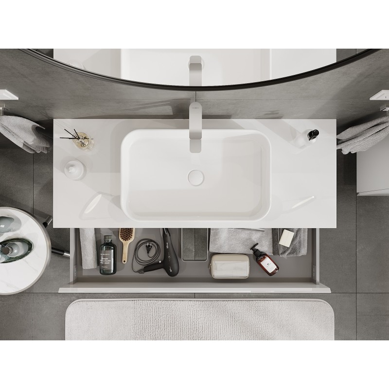 Mexen Orio bathroom cabinet under-sink 120 cm with countertop, 2 drawers, white gloss - 91A10-12047-2-BFFC00