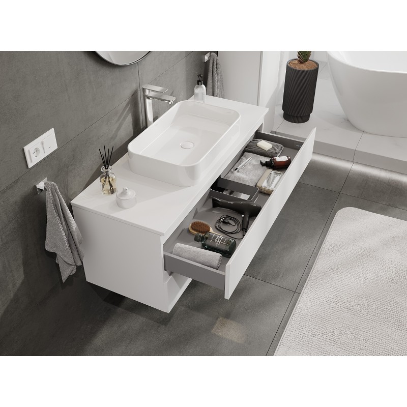 Mexen Orio bathroom cabinet for sink 120 cm with countertop, 2 drawers, matte white - 91A10-12047-2-BFFC01