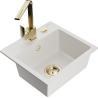 Mexen Milo single-bowl granite sink with Rita kitchen faucet, white - 6505-20-670300-50