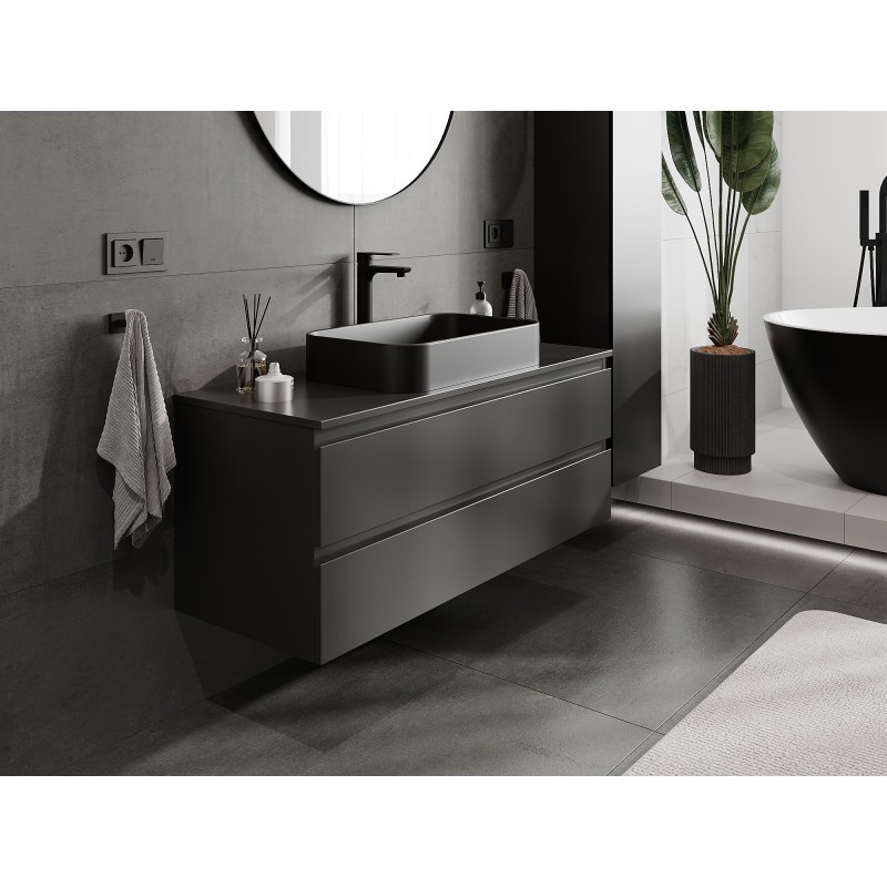 Mexen Orio bathroom cabinet for washbasin 120 cm with countertop, 2 drawers, black matt - 91A10-12047-2-BFFC71