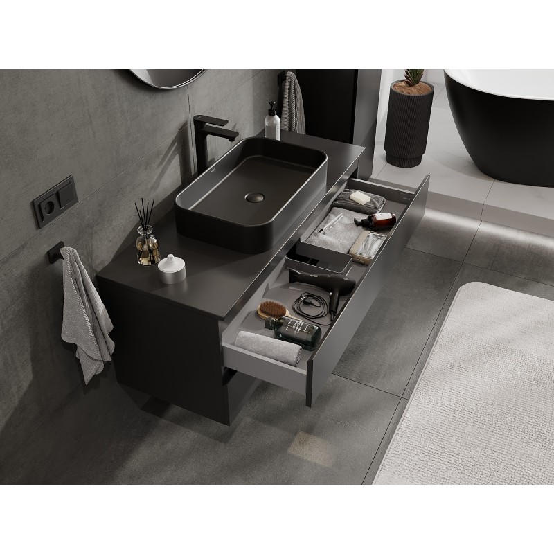 Mexen Orio bathroom cabinet for washbasin 120 cm with countertop, 2 drawers, black matt - 91A10-12047-2-BFFC71