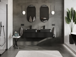 Mexen Orio bathroom cabinet 140 cm with countertop, 1 drawer, black gloss - 91A10-14023-1-BFC70