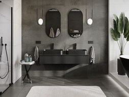 Mexen Orio 140 cm Bathroom Cabinet with Countertop, 1 Drawer, Matte Black - 91A10-14023-1-BFC71