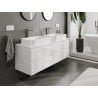 Mexen Orio bathroom cabinet for a washbasin 140 cm with countertop, 2 drawers, white gloss - 91A10-14047-2-BFFC00