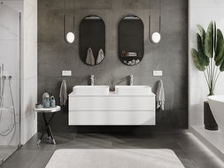 Mexen Orio bathroom cabinet for washbasins 140 cm with countertop, 2 drawers, white matte - 91A10-14047-2-BFFC01