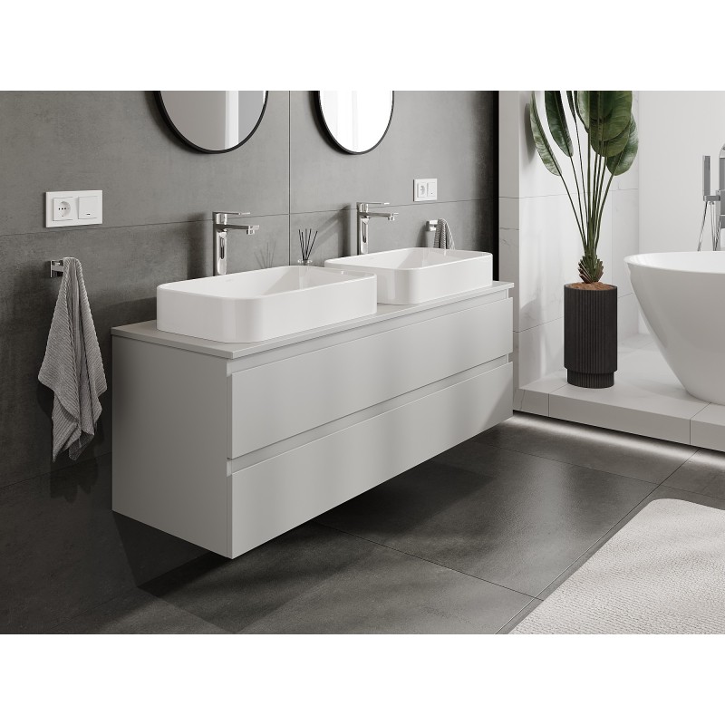 Mexen Orio bathroom cabinet under-washbasin 140 cm with countertop, 2 drawers, grey matt - 91A10-14047-2-BFFC62