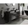 Mexen Orio 140 cm Under-Sink Bathroom Cabinet with Countertop, 2 Drawers, Black Gloss - 91A10-14047-2-BFFC70