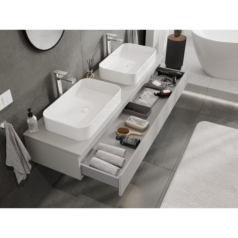 Mexen Orio bathroom cabinet 160 cm with countertop, 1 drawer, matte grey - 91A10-16023-1-BFC62