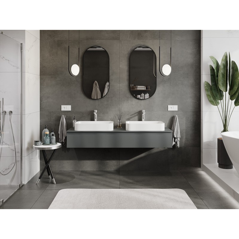 Mexen Orio bathroom cabinet 160 cm with countertop, 1 drawer, matte graphite - 91A10-16023-1-BFC66