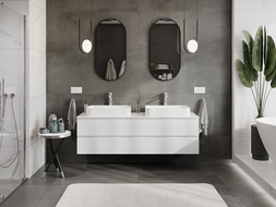 Mexen Orio bathroom cabinet for a washbasin 160 cm with countertop, 2 drawers, white gloss - 91A10-16047-2-BFFC00