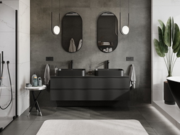 Mexen Orio bathroom cabinet under washbasin 160 cm with countertop, 2 drawers, matte black - 91A10-16047-2-BFFC71