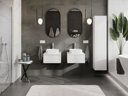 Mexen Rivel bathroom vanity cabinet 50 cm with countertop, 1 drawer, grooved, matte white - 91A20-05023-1-BFC01