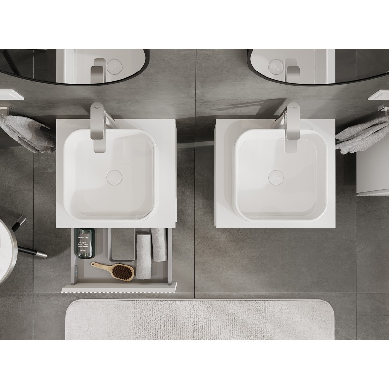 Mexen Rivel bathroom vanity cabinet 50 cm with countertop, 1 drawer, grooved, matte white - 91A20-05023-1-BFC01