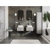 Mexen Rivel bathroom cabinet under sink 50 cm with countertop, 1 drawer, grooved, matte gray - 91A20-05023-1-BFC62