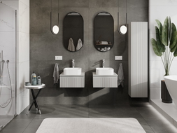 Mexen Rivel bathroom cabinet under sink 50 cm with countertop, 1 drawer, grooved, matte gray - 91A20-05023-1-BFC62