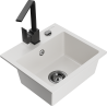 Mexen Milo 1-bowl granite kitchen sink with Rita faucet, white - 6505-20-670300-70