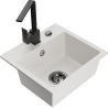 Mexen Milo 1-bowl granite sink with Rita kitchen faucet, white - 6505-20-670300-70