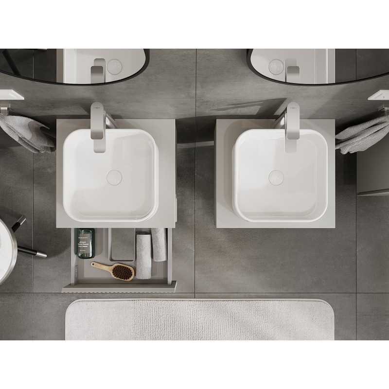 Mexen Rivel bathroom cabinet under sink 50 cm with countertop, 1 drawer, grooved, matte gray - 91A20-05023-1-BFC62