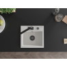 Mexen Milo 1-bowl granite kitchen sink with Rita faucet, white - 6505-20-670300-70
