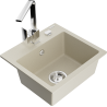 Mexen Milo 1-bowl granite sink with Rita kitchen tap, beige - 6505-69-670300-00